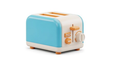 Light Blue Retro Toaster with Beige Accents.
