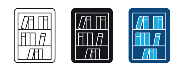 Bookshelf icon set , vector illustration .