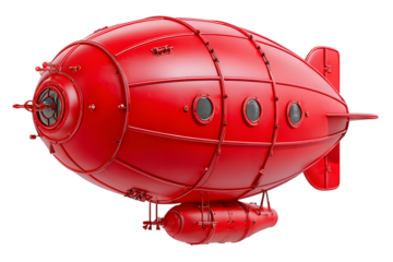 Red blimp with detailed front isolated on transparent background