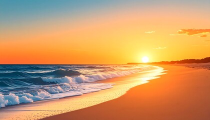 Obraz premium Golden sunset over a beach (4)