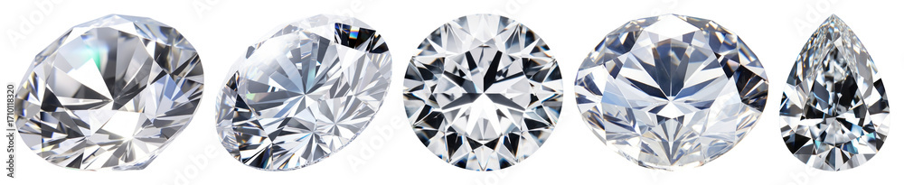 Canvas Prints png sparkling gemstones in various shapes, element set on transparent background