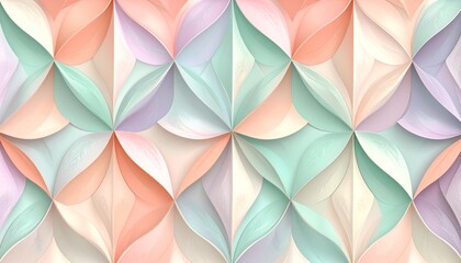 Abstract pastel geometric pattern with soft, flowing shapes in a soothing color palette