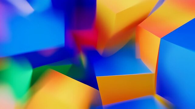 Abstract vibrant 3D shapes in bright colors