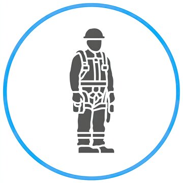 Worker in safety gear, circular icon