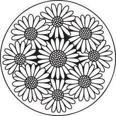 Beautiful Daisy Flower Mandala Design – Stress Relief Coloring Sheet