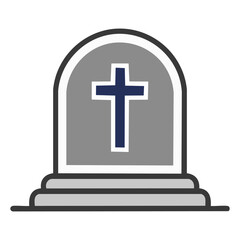 Fototapeta premium Tombstone with cross symbol for Halloween and cemetery design