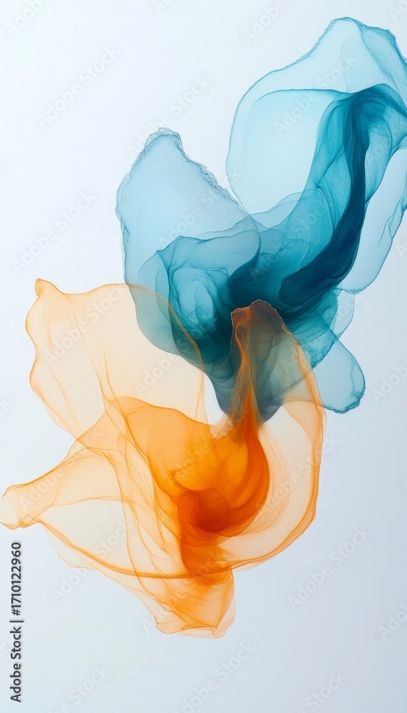 Sticker ethereal swirling layers of transparent color and fluid forms in a mesmerizing abstract design