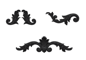 Elegant Black Baroque Ornament Scrolls Design Elements