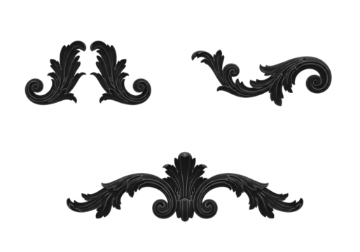 Elegant Black Baroque Ornament Scrolls Design Elements