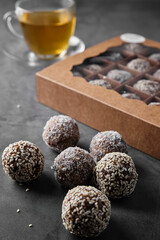 Healthy energy balls with tea