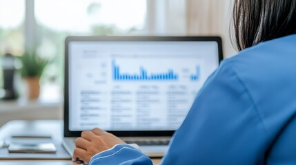 Detailed Examination of Patient Data Doctor Analyzing Clinical Spreadsheet on Monitor Screen