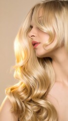 Naklejka premium Close-up of a woman with blonde curls