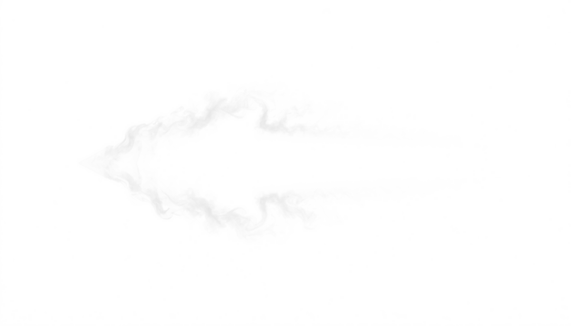 A dramatic PNG smoke arrow emerging from a swirling vortex, with transparent background; dynamic spiral smoke effect perfect for graphic design, overlays, logos & illustrations.