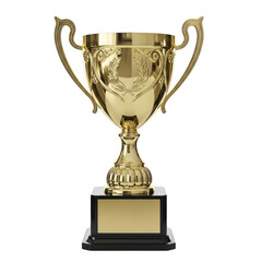 Golden trophy award displaying achievement and victory on a contrasting background transparent background