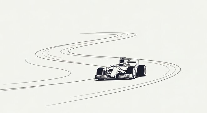 Minimalist F1 Race Car Line Art