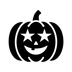 Black silhouette of a halloween pumpkin with star eyes