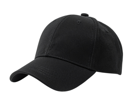 Black Cap: A classic black cap, minimalist yet stylish, resting serenely on a clean backdrop. showcasing its versatility and timeless appeal.