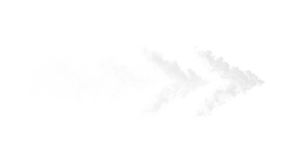 A transparent PNG of white smoke forming a broken zigzag arrow, ideal for dynamic design projects, overlays, and creative illustrations
