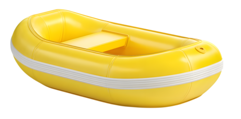 Yellow inflatable raft isolated on transparent background