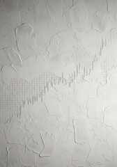 Obraz premium Abstract white textured plaster wall with an embossed financial stock market chart and grid pattern. A unique background for modern art or wallpaper design concepts