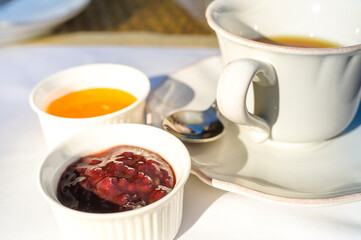 tea, jam and honey
