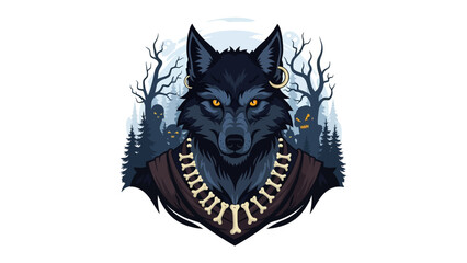 Mystical Wolf Illustration: A striking illustration of a wolf, depicted in a fantastical setting, showcasing intricate details and a touch of the unknown.