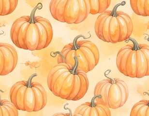 Watercolor pumpkin seamless pattern