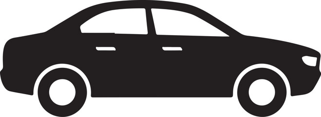 Monochrome Car Icon Vector Isolated on White Background
