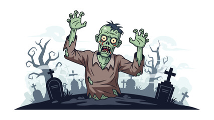 Undead Descent: A cartoonish zombie rises from its grave.