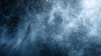 Obraz premium Mystical abstract background with glowing blue particles, sparkling dust, and light bokeh as cosmic atmosphere.