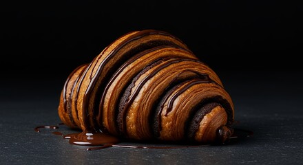 Chocolate Croissant on Black Surface