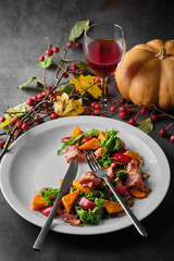 Autumnal Salad with Wine and Pumpkin
