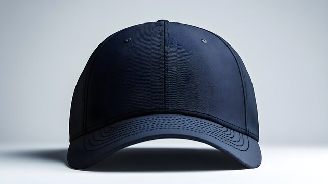 A stylish navy blue baseball cap against a clean, neutral background.
