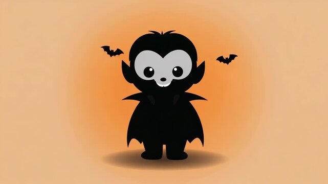 Cute vampire cartoon silhouette with small bat ears 