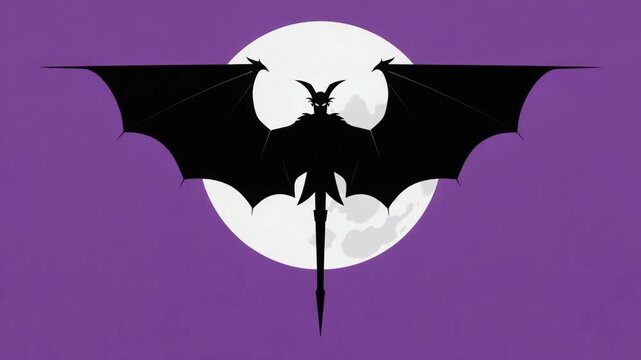 Dracula silhouette with flowing cape in flat vector style 