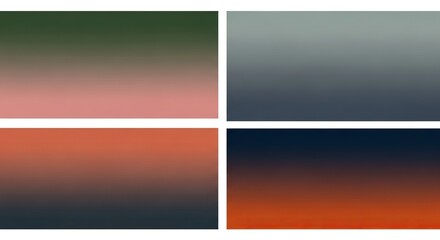 Fototapeta premium Diverse abstract gradient color palettes for design, featuring soft blends of green, pink, blue, and orange hues, perfect for backgrounds, wallpaper, and artistic projects