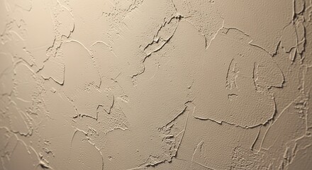 Textured beige wall with imperfect plaster details, creating a unique background for design, offering a tactile surface that adds depth and character, perfect for diverse applications