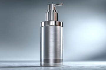 White lotion dispenser bottle with chrome high resolution picture