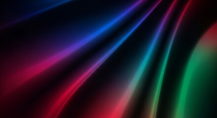 Fototapeta premium Vibrant streams of colorful light flowing in smooth curves against a dark backdrop, an abstract futuristic wallpaper design perfect for digital backgrounds and contemporary wall art decoration