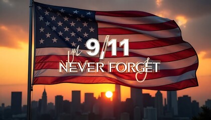 11 September Patriot Day social media post banner design template set with American flag and New York City. 911 Remembrance. holiday concept. 911 Patriot Day we will neverforget, generative ai