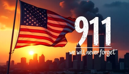 11 September Patriot Day social media post banner design template set with American flag and New York City. 911 Remembrance. holiday concept. 911 Patriot Day we will neverforget, generative ai