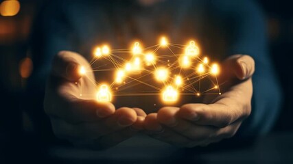 Businessman holding a glowing network of connected people, representing social media, networking, and teamwork - Powered by Adobe