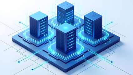 Isometric cloud computing facility with racks