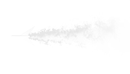 Fototapeta premium A transparent PNG of white smoke forming an arrow resembling a comet tail, ideal for dynamic design projects, overlays, and creative illustrations.