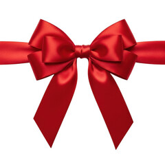 Luxurious red satin ribbon bow tied gift wrap decoration celebration present accent transparent background