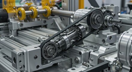 Industrial machinery with a belt drive system and metallic components