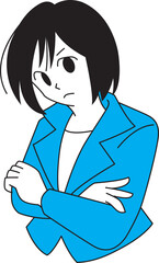  怒っているスーツ姿の女性