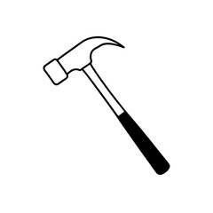 Illustration of a simple claw hammer tool on transparent background