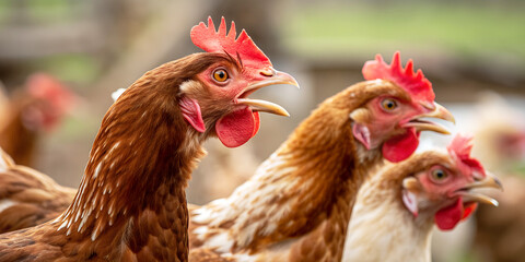 Fototapeta premium chicken on the farm cover image