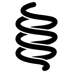 Bold silhouette of a helical coil spring isolated on white background